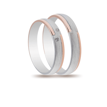 Βέρες Σετ Ροζ Χρυσές Λευκόχρυσες Λουστράτες και Σαγρέ με Ζιργκόν MASCHIO FEMMINA TMF-37 - themelidisjewels